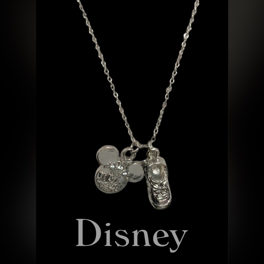 DISNEY PARKS  Run Princess Marathon Silver Charm Necklace Minnie Mouse Shoe NWT